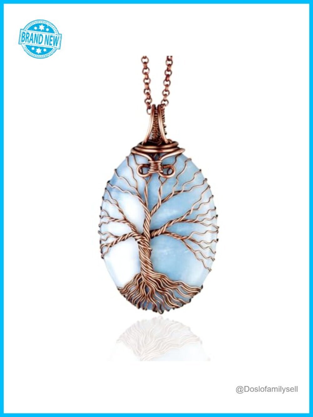 Handmade Copper Tree of Life Pendant Necklace Natural Opal